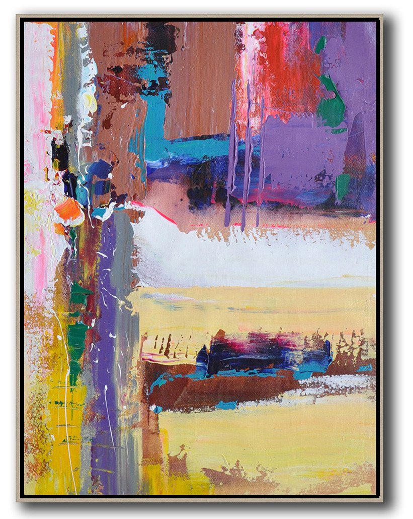 Vertical Palette Knife Contemporary Art #L3B - Canvas Wall Decor Large